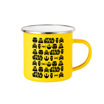 Star Wars Pattern, Κούπα Μεταλλική εμαγιέ Κίτρινη 360ml