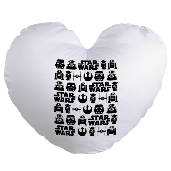 Star Wars Pattern, Μαξιλάρι καναπέ καρδιά 40x40cm περιέχεται το  γέμισμα