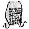 Backpack pouch GYMBAG white, with pocket (40x48cm) & thick cords