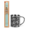 Easter Set, metallic thermal cup (300ml) & aromatic flat Easter candle (30cm) (TURQUOISE)