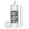 Tumbler stainless steel 600ml, with metal straw & cleaning brush