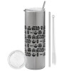 Tumbler stainless steel Silver 600ml, with metal straw & cleaning brush