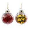 Transparent Christmas tree ball ornament with red filling 8cm