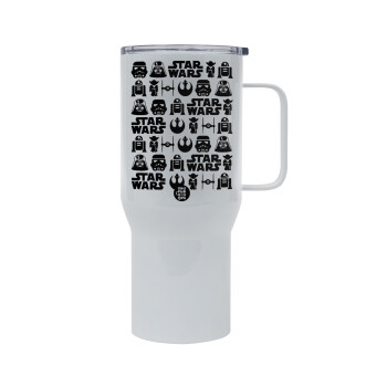 Star Wars Pattern, Tumbler με καπάκι, διπλού τοιχώματος (θερμό) 750L