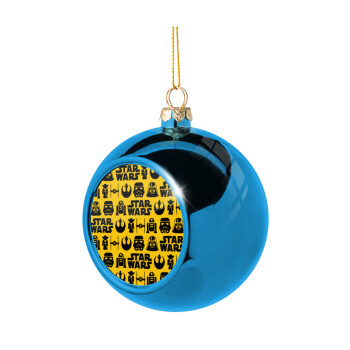 Star Wars Pattern, Blue Christmas tree ball ornament 8cm
