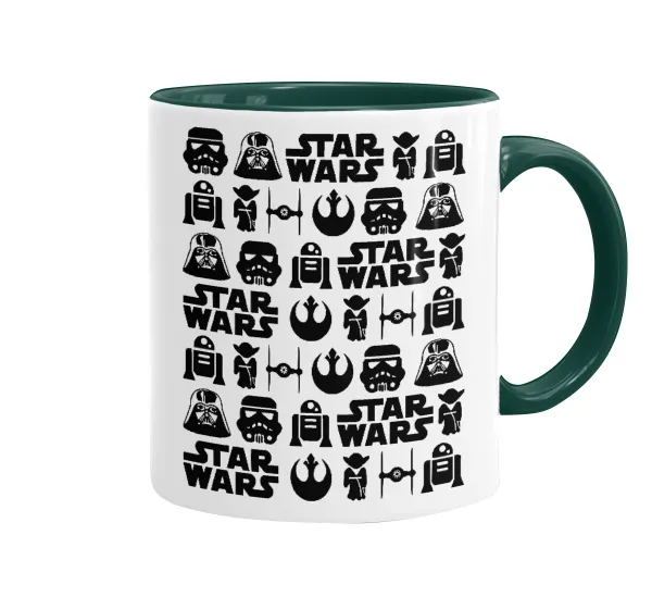 Star Wars Pattern — Κούπα χρωματιστή πράσινη, κεραμική, 330ml