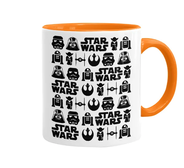 Star Wars Pattern — Mug colored orange, ceramic, 330ml