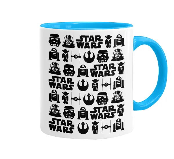 Star Wars Pattern — Mug colored light blue, ceramic, 330ml