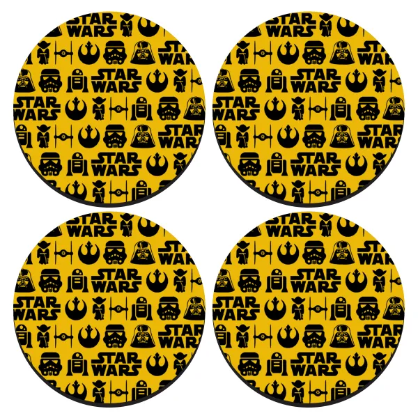 Star Wars Pattern — ΣΕΤ 4 Σουβέρ ξύλινα στρογγυλά (9cm)