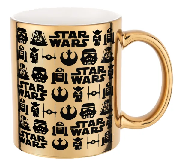 Star Wars Pattern — Mug ceramic, gold mirror, 330ml