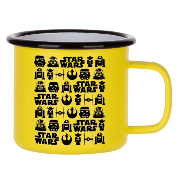 Star Wars Pattern — Κούπα Μεταλλική εμαγιέ ΜΑΤ Κίτρινη 360ml