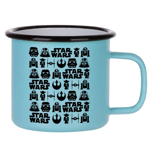 Star Wars Pattern — Κούπα Μεταλλική εμαγιέ ΜΑΤ σιέλ 360ml