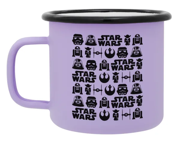 Star Wars Pattern — Metal enamel mug, matte light pastel purple, 360ml