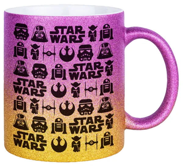 Star Wars Pattern — Gold/pink glitter mug, ceramic, 330ml