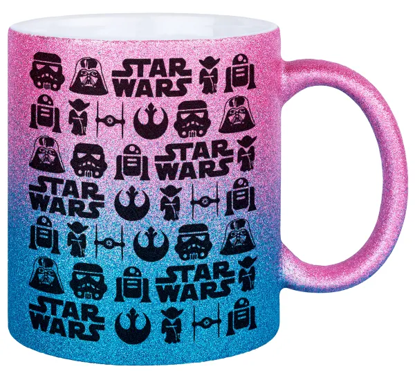 Star Wars Pattern — Κούπα Χρυσή/Μπλε Glitter, κεραμική, 330ml