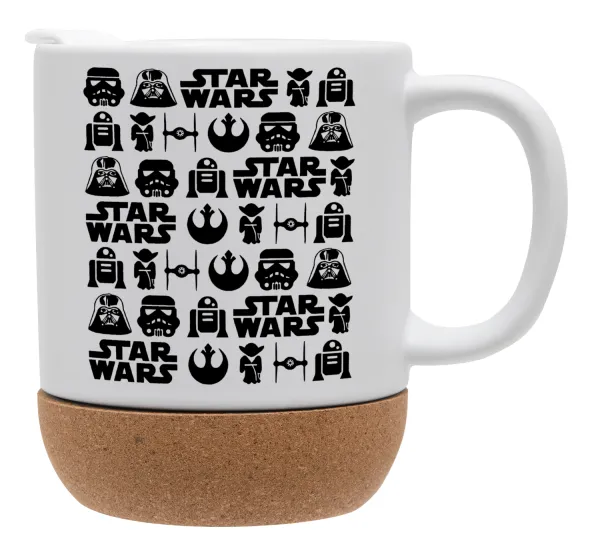 Star Wars Pattern — Κούπα, κεραμική με βάση φελού και καπάκι (ΜΑΤ), 330ml