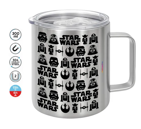 Star Wars Pattern — Double-walled stainless steel mug 300ml with temperature-retaining lid
