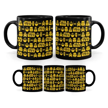 Star Wars Pattern, Mug black, ceramic, 330ml