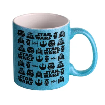 Star Wars Pattern, Κούπα Σιέλ Glitter που γυαλίζει, κεραμική, 330ml