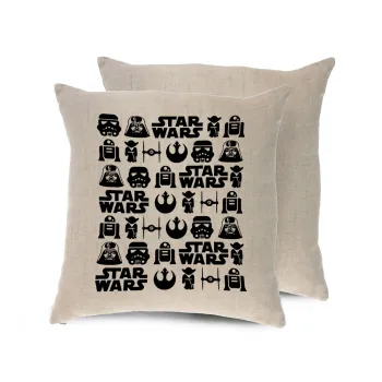 Star Wars Pattern, Μαξιλάρι καναπέ ΛΙΝΟ 40x40cm περιέχεται το  γέμισμα
