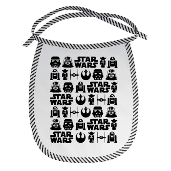 Star Wars Pattern, Σαλιάρα μωρού αλέκιαστη με κορδόνι Μαύρη