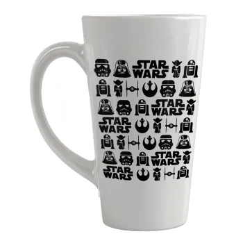 Star Wars Pattern, Κούπα κωνική Latte Μεγάλη, κεραμική, 450ml