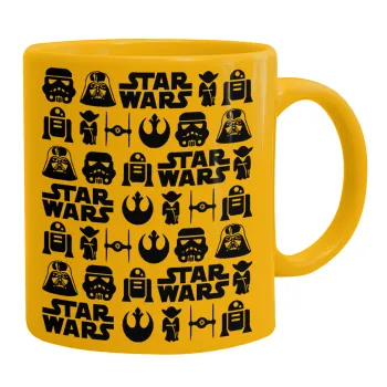 Star Wars Pattern, Κούπα, κεραμική κίτρινη, 330ml