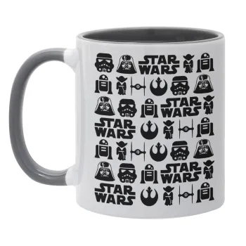 Star Wars Pattern, Κούπα χρωματιστή γκρι, κεραμική, 330ml