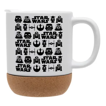 Star Wars Pattern, Κούπα, κεραμική με βάση φελού και καπάκι (ΜΑΤ), 330ml