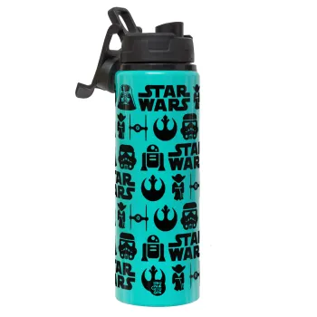 Star Wars Pattern, Μεταλλικό παγούρι νερού με καπάκι ασφαλείας, αλουμινίου 850ml
