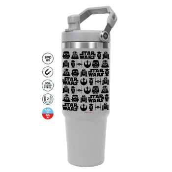 Star Wars Pattern, GREY color, 890ml (30oz) stainless Steel Tumbler with Handle
