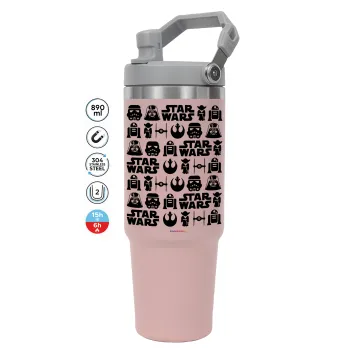 Star Wars Pattern, Pink color, 890ml (30oz) stainless Steel Tumbler with Handle