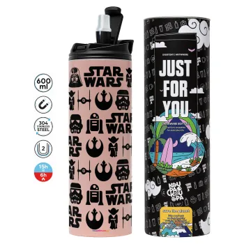 Star Wars Pattern, Tumbler stainless steel PINK 600ml