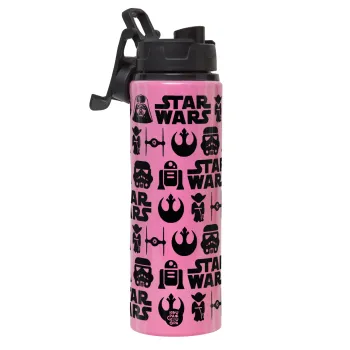 Star Wars Pattern, Μεταλλικό παγούρι νερού με καπάκι ασφαλείας, αλουμινίου 850ml