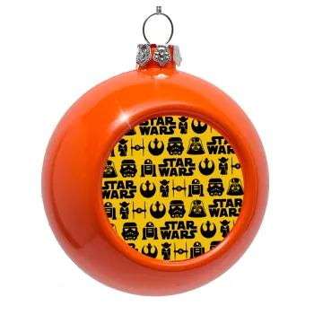 Star Wars Pattern, Orange Christmas tree ornament bauble 8cm