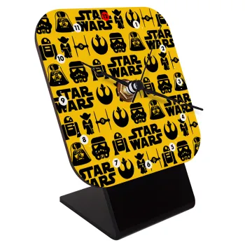 Star Wars Pattern, Επιτραπέζιο ρολόι ξύλινο με δείκτες (10cm)