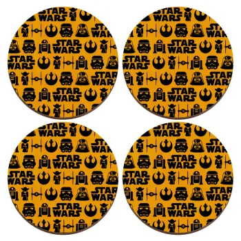 Star Wars Pattern, ΣΕΤ x4 Σουβέρ ξύλινα στρογγυλά plywood (9cm)