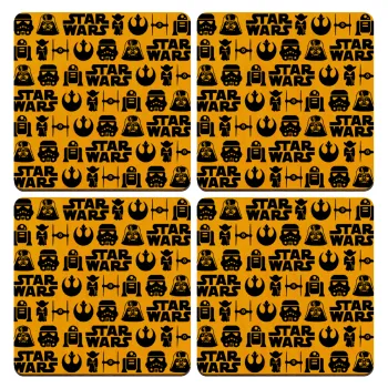 Star Wars Pattern, ΣΕΤ x4 Σουβέρ ξύλινα τετράγωνα plywood (9cm)