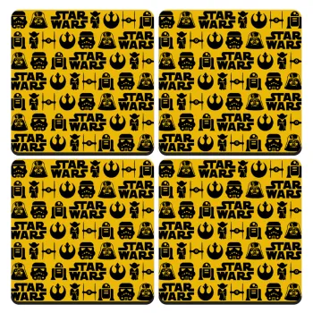 Star Wars Pattern, ΣΕΤ 4 Σουβέρ ξύλινα τετράγωνα (9cm)