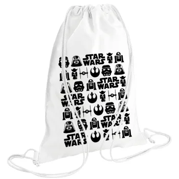 Star Wars Pattern, Backpack pouch GYMBAG white (28x40cm)