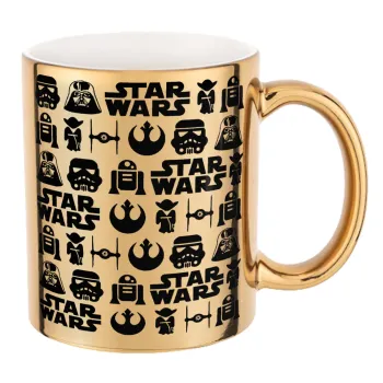 Star Wars Pattern, Κούπα κεραμική, χρυσή καθρέπτης, 330ml