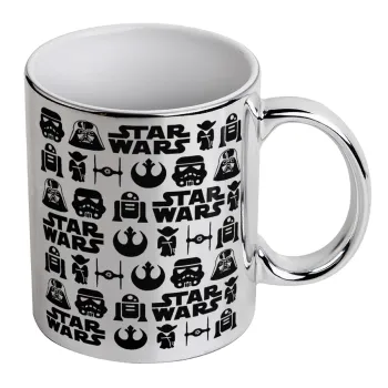 Star Wars Pattern, Κούπα κεραμική, ασημένια καθρέπτης, 330ml