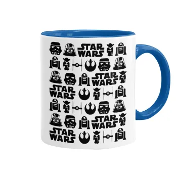 Star Wars Pattern, Mug colored blue, ceramic, 330ml