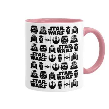 Star Wars Pattern, Mug colored pink, ceramic, 330ml