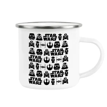 Star Wars Pattern, Κούπα Μεταλλική εμαγιέ λευκη 360ml