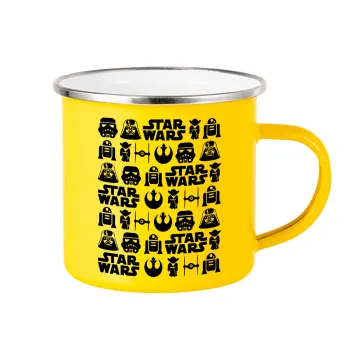 Star Wars Pattern, Κούπα Μεταλλική εμαγιέ Κίτρινη 360ml