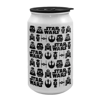 Star Wars Pattern, Κούπα ταξιδιού μεταλλική με καπάκι (tin-can) 500ml