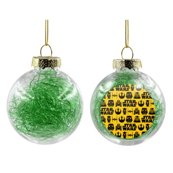 Star Wars Pattern, Transparent Christmas tree ball ornament with green filling 8cm