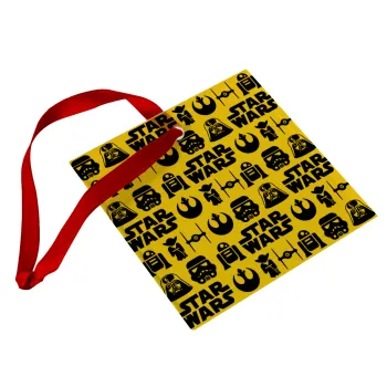 Star Wars Pattern, Στολίδι Χριστουγεννιάτικο στολίδι γυάλινο τετράγωνο 9x9cm