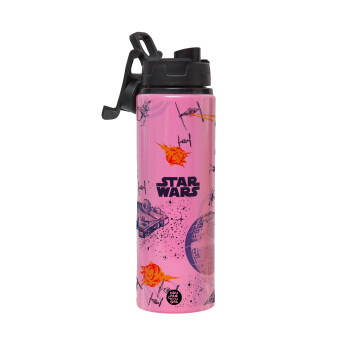 Star wars drawing, Metallic water bottle with safety lid, 850ml aluminum